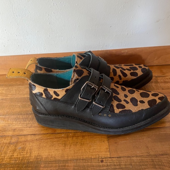 PSKAUFMAN LOAFERS SIZE 9 leopard pony hair and leather - Picture 3 of 6